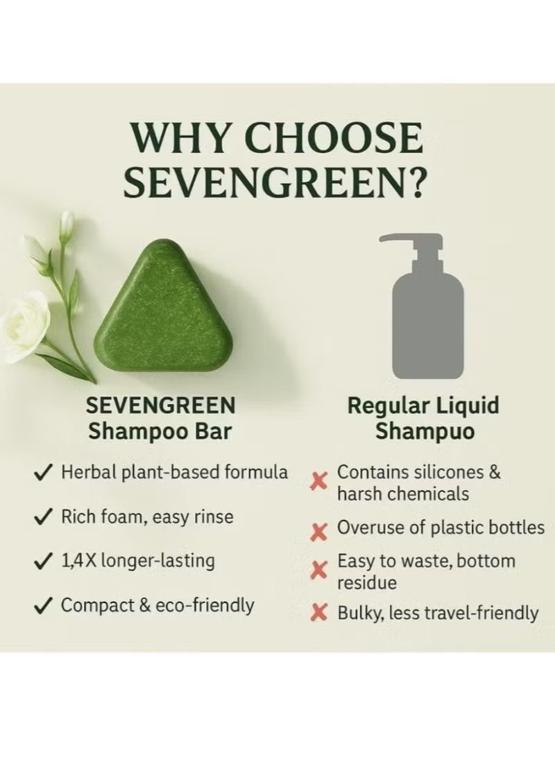 شامبو صابون عشبي (سيفن جرين الاصلي) طبيعي مضاد لتساقط الشعر - سبعة خضار، مثلث أخضر، عناية بفروة الرأس وتقوية جذور الشعر - 120 جرام - Image 4